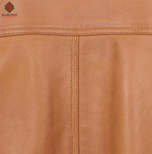 Blouson aviateur en cuir synthétique marron pour homme avec col mandarin et doublure en laine, style décontracté d'hiver - Product Image 6