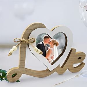 Cadre photo arrondi en bois massif moderne de qualité à l'exportation placé sur la table pour la décoration de la maison Cadres photo en MDF - Product Image 1