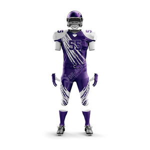 Uniforme de Fútbol Americano Masculino de Poliéster de Alta Calidad, Personalizado, al por Mayor, MOQ Bajo, Conjuntos Transpirables con Mangas Cortas - Product Image 1