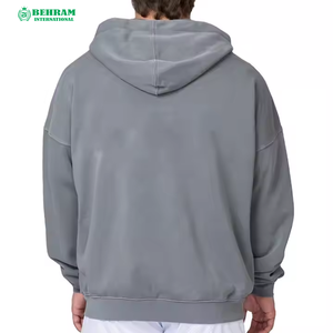 Sweat à capuche zippé unisexe de qualité supérieure, 300-500 GSM, 100% coton molletonné/éponge française, impression personnalisée en relief, épaules tombantes, à enfiler rapidement - Product Image 4