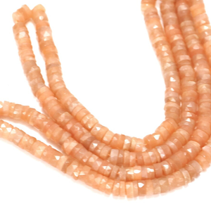 Cuentas Heishi de Piedra Lunar Melocotón: Rueda de Piedras Preciosas Facetadas de 6-8 mm, Hilo de 16 Pulgadas - Product Image 2