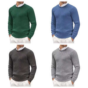 Suéter de Cuello Redondo de Punto Trenzado para Hombre, Proveedor OEM, Pedidos al por Mayor Personalizados, Suéter de Invierno Hecho a Medida para el Mercado Estadounidense - Product Image 2