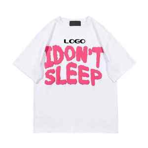 T-shirts en coton et polyester légers en gros, impression en relief, confortables, respirants, séchage rapide, impression en relief pour hommes - Product Image 2