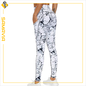 SAMAVIA Women's High Waist Seamless Yoga <b>Leggings</b> Flared Style Compression Workout Pants Logo Breathable Knitted Fabric for Gym - Product Image 5