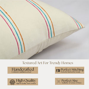 Luxury Minimalist Scandinavian Embroidered Striped Cotton <b>Throw</b> <b>Pillow</b> Cover Removable Washable 200TC Modern Home <b>Decor</b> - Product Image 2