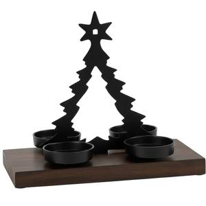 Portavelas de Aluminio Dorado de Alta Calidad con Forma de Árbol de Navidad y Estrella, con Base de Madera Marrón, Decoración Ecológica para el Hogar, Regalo - Product Image 3