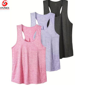 Débardeur de sport personnalisé pour femme, col rond, décontracté, été, course à pied, fitness, grande taille, vente en gros, haute qualité, tricoté, respirant - Product Image 1