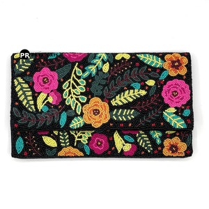 Women's Designer Handbag 2025 Summer <b>White</b> Floral Beaded Clutch <b>Bag</b> Colorful Button Evening Purse for Party Formal Gift - Product Image 2