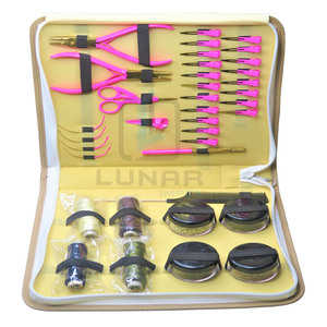 Kit d'outils pour extensions de cheveux de grande taille 2023, rose chaud et or, pour coiffeur, extensioniste, acier inoxydable de qualité chirurgicale - Product Image 4