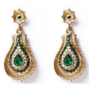 Pendientes colgantes chapados en oro con piedra austriaca Kriaa Kundan, pendientes de aro Finos-1302105 - Product Image 1