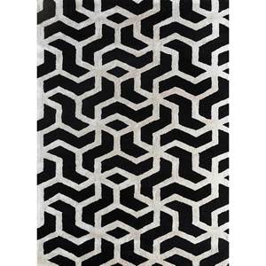 Tapis en laine et viscose gris et noir tufté à la main, motif géométrique pour chambre d'adolescent, forme rectangulaire, épaisseur 10 mm, Tra-13070 - Product Image 1