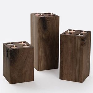 High Quality Wooden <b>SQUARE</b> Shape <b>Candle</b> Holders Pillar <b>Candle</b> Holders Set of 3 Wholesale Supply Home and Wedding Decorative - Product Image 1