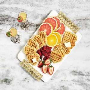 Elegant Dessert Serving Tray with Designer Gold Handles Hammered Stainless Steel Metal Food Tray Ideal for Special Events - Product Image 6