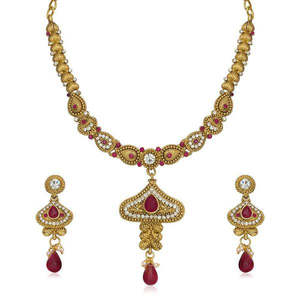 Kriaa Conjunto de joyería de moda Collar de piedra austriaca Rosa 2101504 - Product Image 1