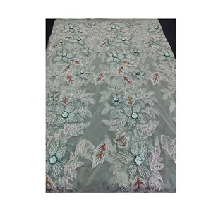 100% Polyester Tissu Brodé Paillettes Lourdes Perles Colorées Tous Les Types De Robe-pour Les Robes De Filles Tissées Techniques Tricotées - Product Image 1