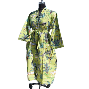 Kimono Peignoir en coton Robe de nuit d'été ouverte sur le devant pour femmes Robe de plage - Product Image 2