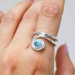 Elegant Nature-<b>Inspired</b> Sterling Silver Gemstone Vine Ring Oval Cut Natural Stone with Bezel Setting for Parties - Product Image 6