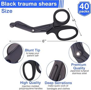 Tijeras para Vendajes de Alta Calidad, Color Negro, Corte Resistente, para Enfermería, Primeros Auxilios, Tijeras para Vendajes de Uso General, Duraderas - Product Image 2