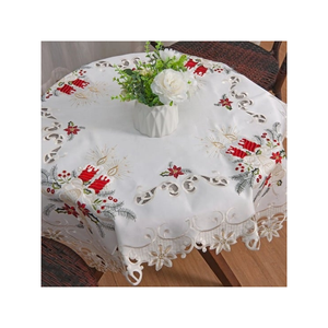 <b>Blue</b> Handmade Eco Dyed Cotton Embroidered <b>Table</b> <b>Cloth</b> OEKO TEX Certified 280GSM Soft Wash Finish Ideal For New Year Dining <b>Table</b> - Product Image 2