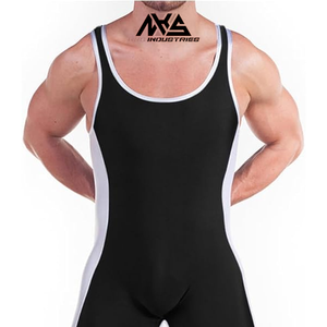ชุดซิงเกิลเล็ตสำหรับนักมวยปล้ำแบบพรีเมียม ผลิตจากโรงงาน สำหรับทุกเพศ แบบไม่มีแขน ชุดบอดี้สูทสำหรับเล่นกีฬา แบบกลับด้านได้ ชุดกีฬาสำหรับฝึกซ้อม - Product Image 1