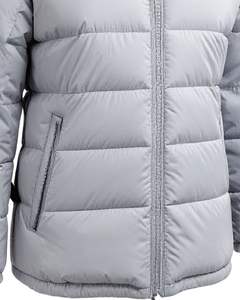 Chaqueta Acolchada con Capucha para Hombre, Color Gris Claro, Abrigo Ligero de Invierno, con Bolsillos con Cremallera, Estilo Casual - Product Image 5