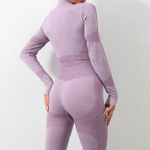 Conjunto de Yoga de 3 Piezas para Mujer al por Mayor, Cintura Media, Logotipo Frontal Sólido, Secado Rápido, Transpirable, 100% Algodón - Product Image 6