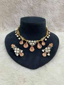 Premium Quality Minimal Wear <b>Necklace</b> <b>Set</b> Perfect For Engagement, Party Wear, <b>Wedding</b> Functions Luxury Finish Beautiful Colors - Product Image 2