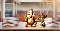 Statue d'Idole Ganesha en Laiton Indien, Faite à la Main, Décoration Moderne pour la Maison, le Temple, le Bureau, la Table, Puja Murti, Mariages, Anniversaires, Diwali, Bonne Volonté