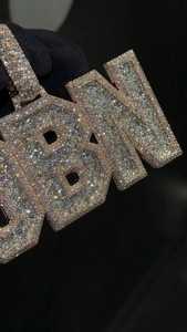 Iced Out Custom Letter VVS Moissanite Diamond Rhodium Plated Hip Hop <b>Charm</b> Unisex Every Day Wear Pendant - Product Image 4