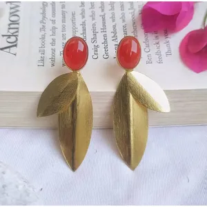 Fashion Trendy Wedding <b>Drop</b> Earrings Brass Gold Plated <b>Rainbow</b> Moonstone Gemstone - Product Image 6