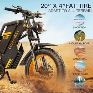 จักรยานไฟฟ้า GT20 รุ่นใหม่ล่าสุดสำหรับผู้ใหญ่ มอเตอร์ 1500W/3000W แบตเตอรี่ถอดได้ 25AH 40AH ระยะทางสูงสุด 93-145 ไมล์ รับประกัน 3 ปี - Product Image 4