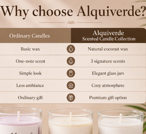 Alquiverde Luxury Rectangular Coconut Wax <b>Candle</b> Trio Box-<b>Set</b> of 3 Scented 70g <b>Candles</b> for Home Decoration & Diwali - Product Image 4