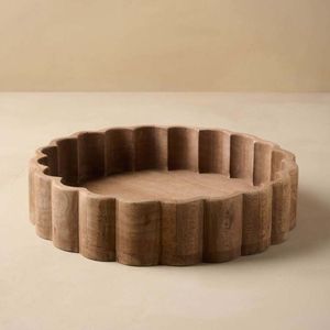 Forme personnalisée plateau de table courbe unique bol décoratif poli en bois de manguier pour serveur d'aliments hôtel et décoration intérieure utilisé - Product Image 5