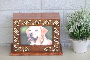 Caja de urna de fotos de madera para cenizas de mascotas, cremación para gatos y perros, urna hecha a mano, recuerdo funerario - Product Image 4