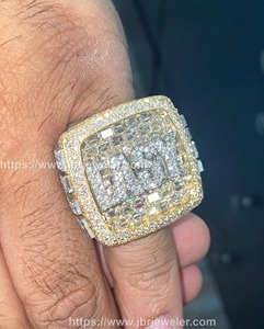 มาใหม่ VVS Baguette Moissanite เพชรเงิน3D หน้ากำหนดเองแหวนฮิปฮอปเย็นสำหรับแร็ปเปอร์สวมใส่ทุกวัน - Product Image 2