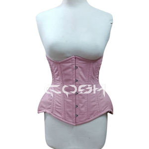 Corset de formation de la taille en coton rose personnalisé avec armatures en acier, pour des hanches plus larges, body shaper |   Corset de correction de la silhouette - Product Image 1