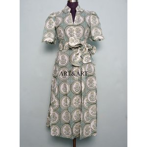 Vestido Midi de Algodón Transpirable para Mujer, Corte en A, con Estampado Floral y Bolsillos, para Fiestas al Aire Libre y Ocasiones Especiales - Product Image 3