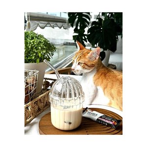 Vaso de Vidrio de Borosilicato Transparente Moderno ERKUGO, Apto para Lavavajillas, para Café Helado, con Tapa y Pajita - Product Image 6