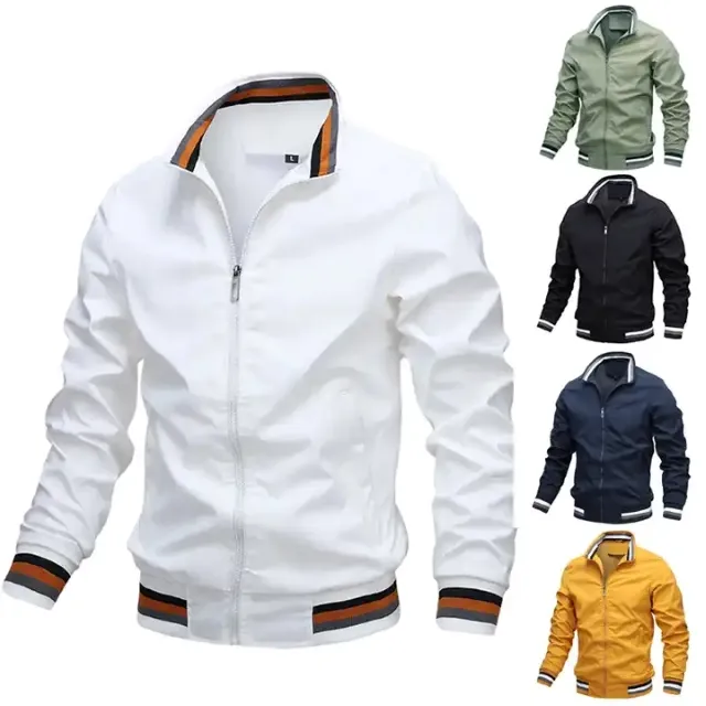 Jaket Bomber jaket kasual pria, jaket Windbreaker Bomber ringan Golf kosong tahan air ukuran Plus untuk pria