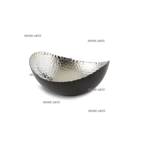 Bol de service en acier inoxydable martelé, design simple, couleur argent et noir, bol décoratif au prix le plus bas - Product Image 1