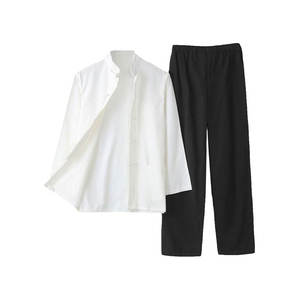 ชุดถังกังฟูแบบดั้งเดิมปรับแต่งได้สีขาวและดำหรูหรา - Product Image 1