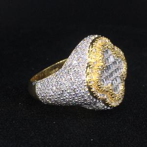 Anillo Personalizado Flor Trébol Hombre 2.45ct Diamante Natural y Oro Blanco 10K - Product Image 2