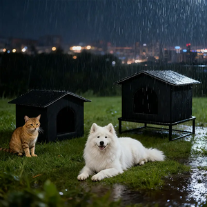في الهواء الطلق للماء معزول خيمة الحيوانات الأليفة مرتفعة للقطط متعددة-استخدام جولة مأوى القط الضالة - Product Image 5