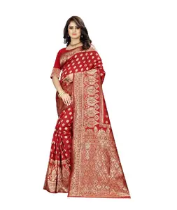 Indian Wedding Wear Banarasi Silk Saree with Weaving Work Latest Silk Saree Collections for women Bridal Wear Lehenga Choli