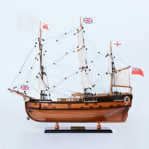 HMS Endeavour Model Ship Small Handcrafted Wooden Replica with Display Stand, Collectible, Decor, Gift, Wholesale
