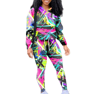 Dernier design, survêtement d'hiver pour femmes, sublimation, décontracté, uni, manches longues, couleurs personnalisées, 2 pièces, à capuche, écologique - Product Image 1