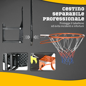 Sportnow <b>Basketball</b> <b>Hoop</b> for Children and Adults Indoor and <b>Outdoor</b> in Steel PE 110x90x70 cm Black Yellow Model A61-033V00OG - Product Image 6