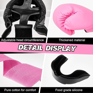 Ensemble complet d'équipement de boxe professionnel avec gants en cuir protecteur d'aine PVC meilleur protège-tête de karaté de boxe - Product Image 4