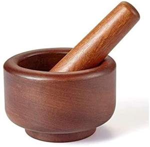 Juego de mortero de madera para el hogar, utensilios de cocina, mortero y Maja de madera natural más exigentes, forma redonda, calidad superior - Product Image 5