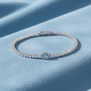 Pulsera de tenis de oro de 14K con diamantes CVD cultivados en laboratorio, corte brillante redondo, chapada en rodio, joyería de lujo clásica para mujer - Product Image 1